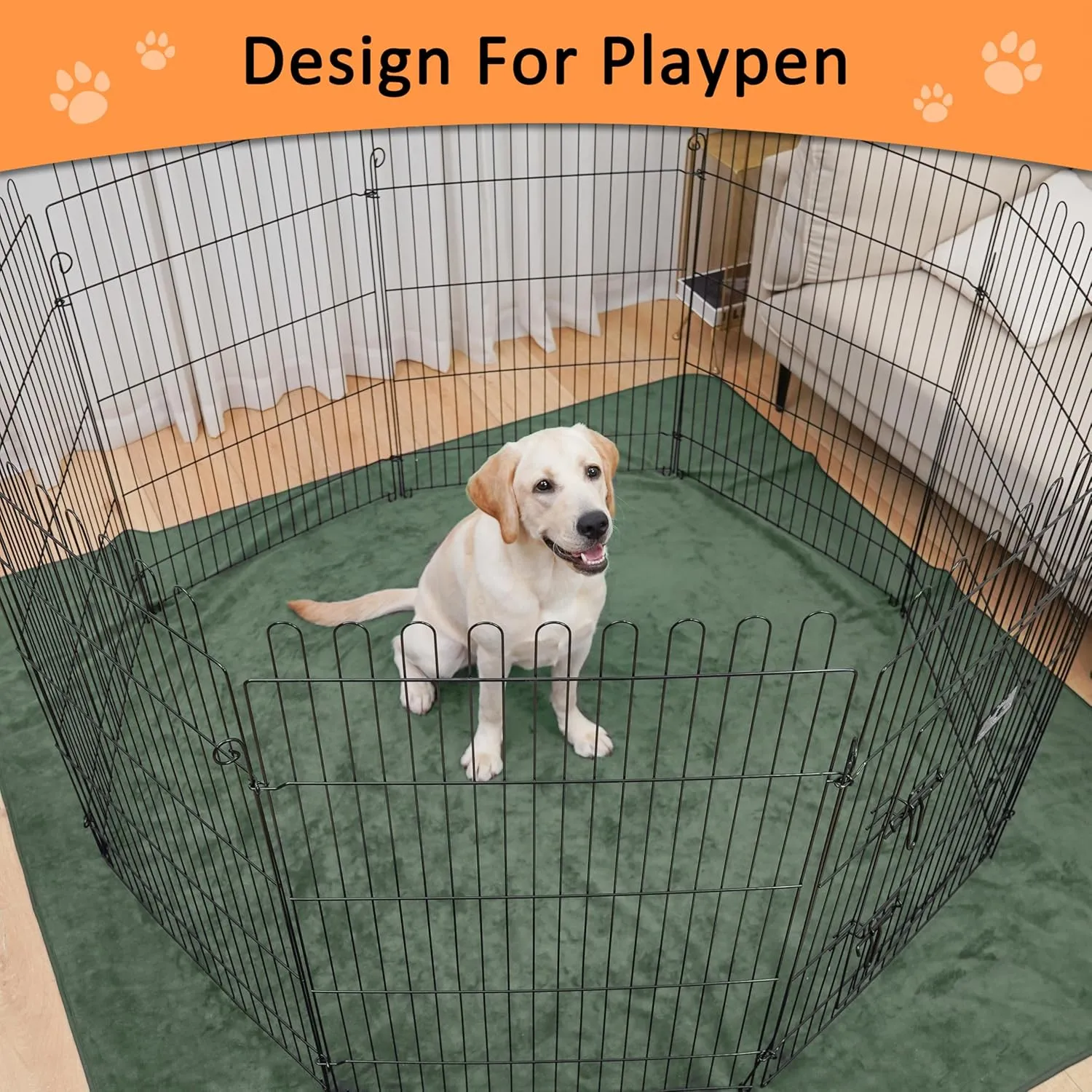 Washable Pee Pads for Dogs 36'' x 48", Non-Slip Washable Pee Pads for Dogs ,Fast Absorbent Pet Whelping Pads, Waterproof Dog Playpen Mat for Incontinence, Housebreak, Crate, 3 Packs, Green