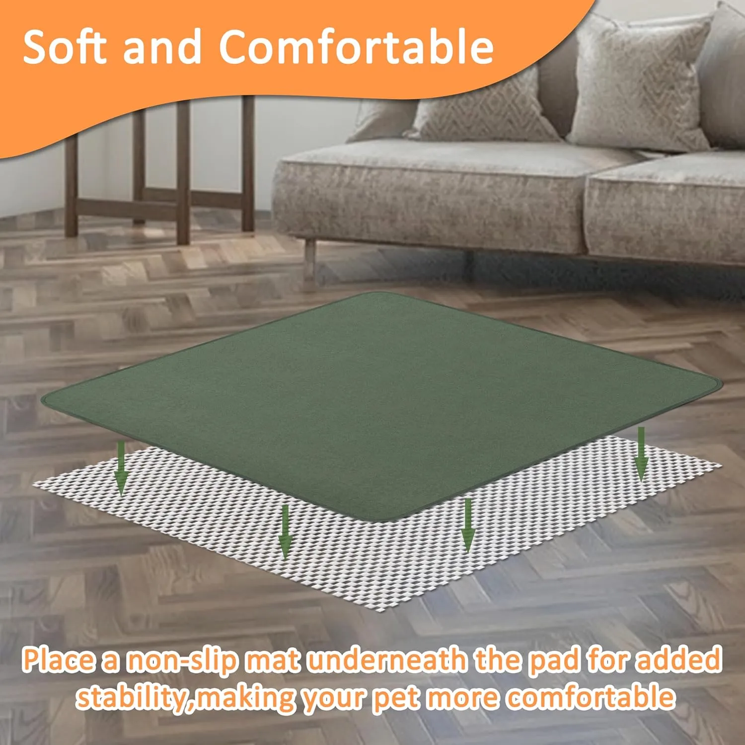 Washable Pee Pads for Dogs 36'' x 48", Non-Slip Washable Pee Pads for Dogs ,Fast Absorbent Pet Whelping Pads, Waterproof Dog Playpen Mat for Incontinence, Housebreak, Crate, 3 Packs, Green