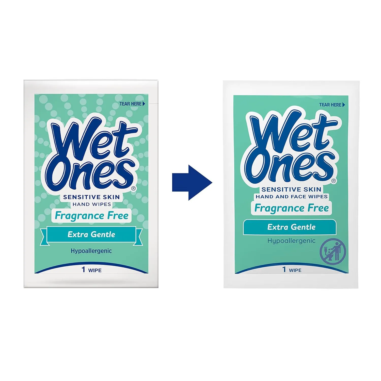 Wet Ones Hand and Face Wipes Singles,Unscented Wipes for Sensitive Skin | Individual Wipes, Hand Wipes Individually Wrapped| 24 ct. (6 pack)