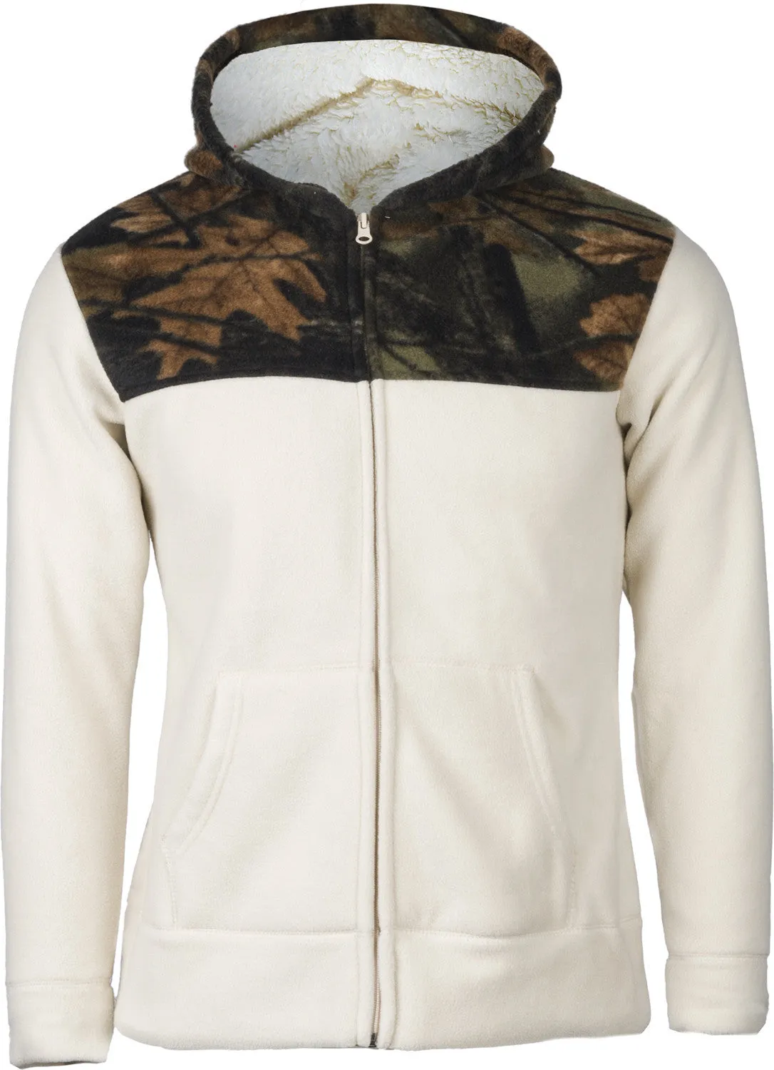 WOMEN'S CAMO ALBATES SOFT BONDED SHERPA-LINED HOODED JACKET