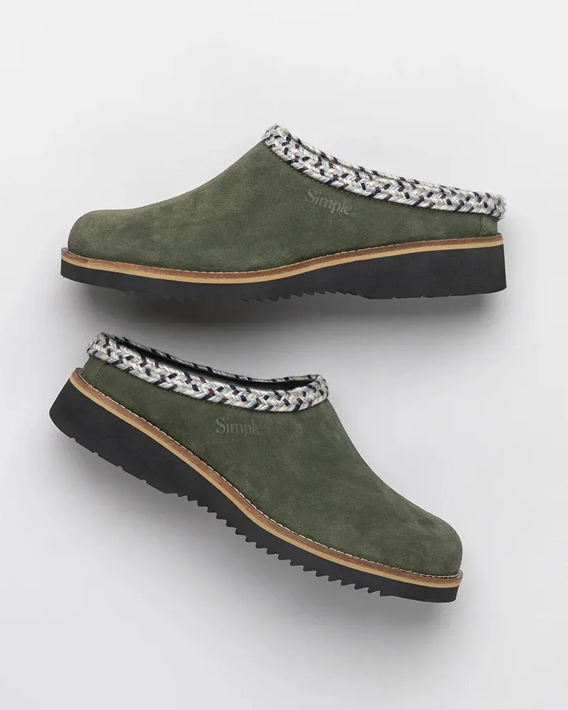 Womens Original Suede Clog in Olive
