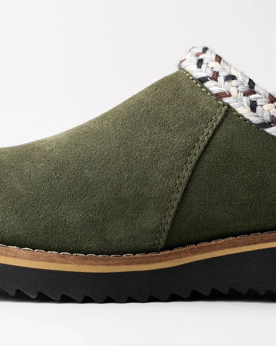Womens Original Suede Clog in Olive