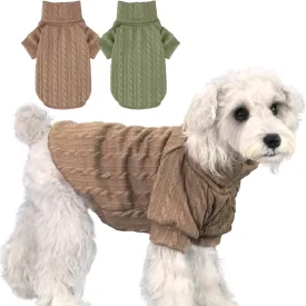 XPUDAC 2 Pack Sweater Knitted Sweatshirt Turtleneck Warm Cold Weather Clothes for Small Medium Dogs - Medium