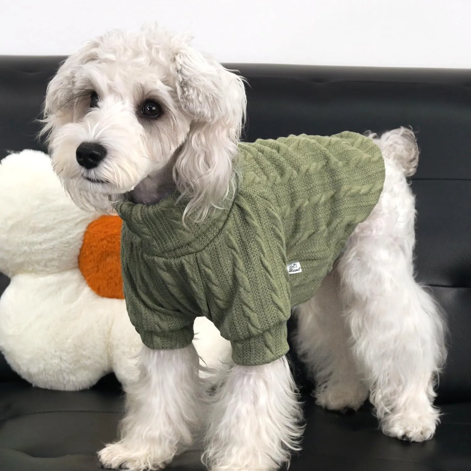 XPUDAC 2 Pack Sweater Knitted Sweatshirt Turtleneck Warm Cold Weather Clothes for Small Medium Dogs - Medium
