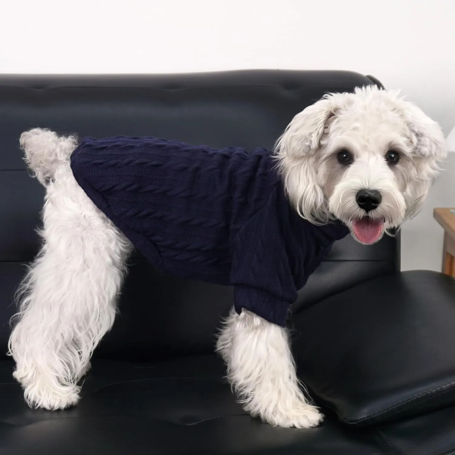 XPUDAC 2 Pack Sweater Knitted Sweatshirt Turtleneck Warm Cold Weather Clothes for Small Medium Dogs-Medium